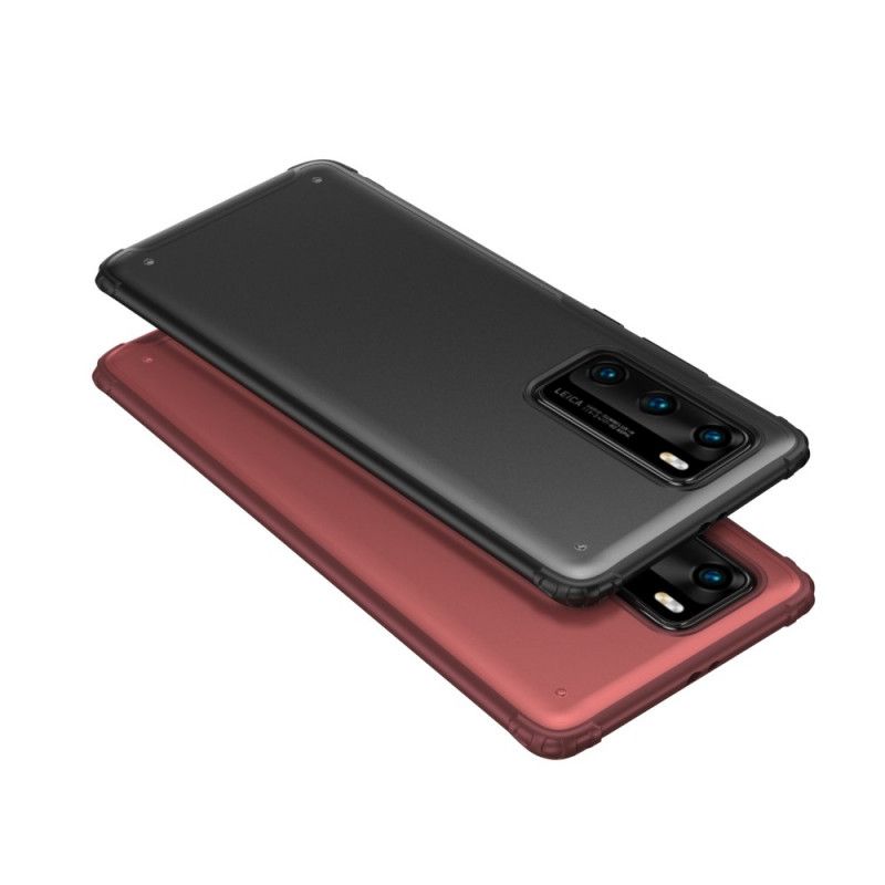 Etui Huawei P40 Szary Czarny Zbroja Z Efektem Metalu