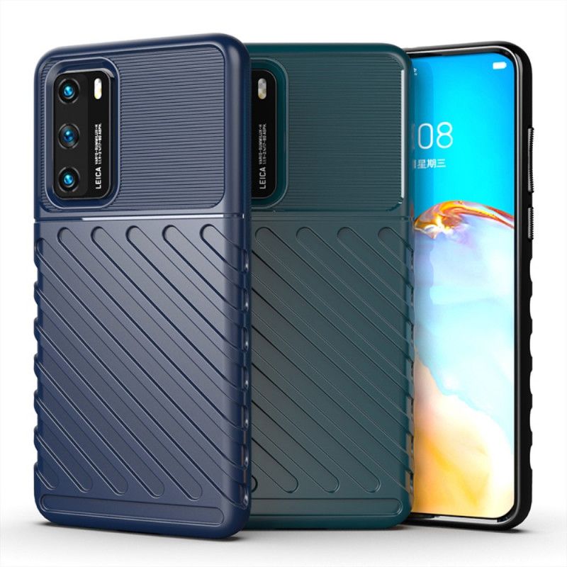 Etui Huawei P40 Zielony Czarny Seria Grzmotów