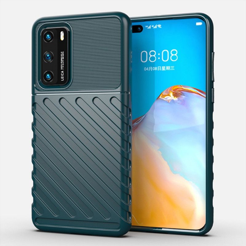 Etui Huawei P40 Zielony Czarny Seria Grzmotów