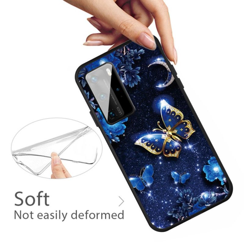 Etui Huawei P40 Złoty Motyl