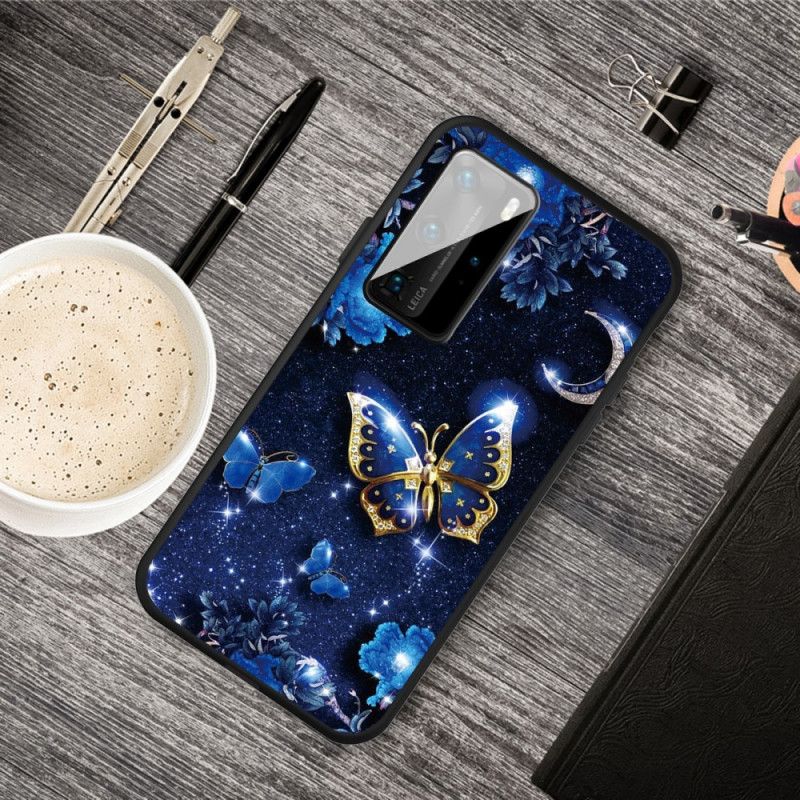 Etui Huawei P40 Złoty Motyl