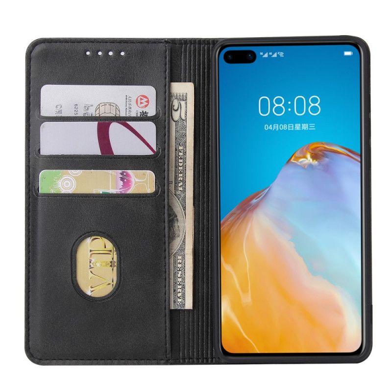 Flip Kotelot Huawei P40 Czerwony Czarny Styl Biznesowy Plus Efekt Skóry Etui Ochronne