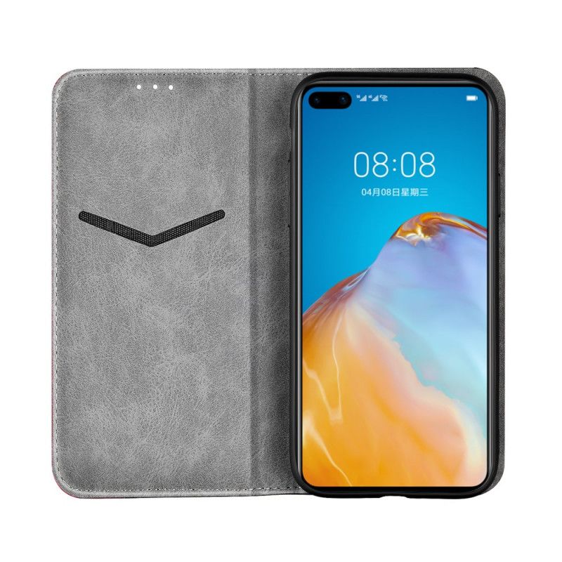 Flip Kotelot Huawei P40 Czerwony Szary Dwukolorowy Efekt Skóry Etui Ochronne