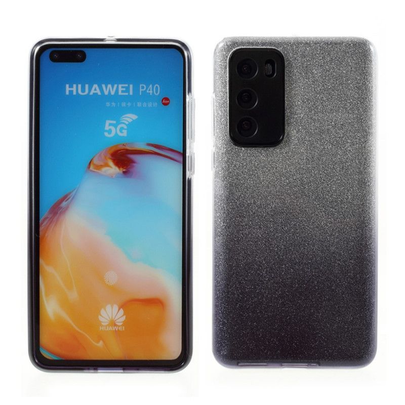 Futerały Huawei P40 Magenta Czarny Etui na Telefon Brokat Gradientowy