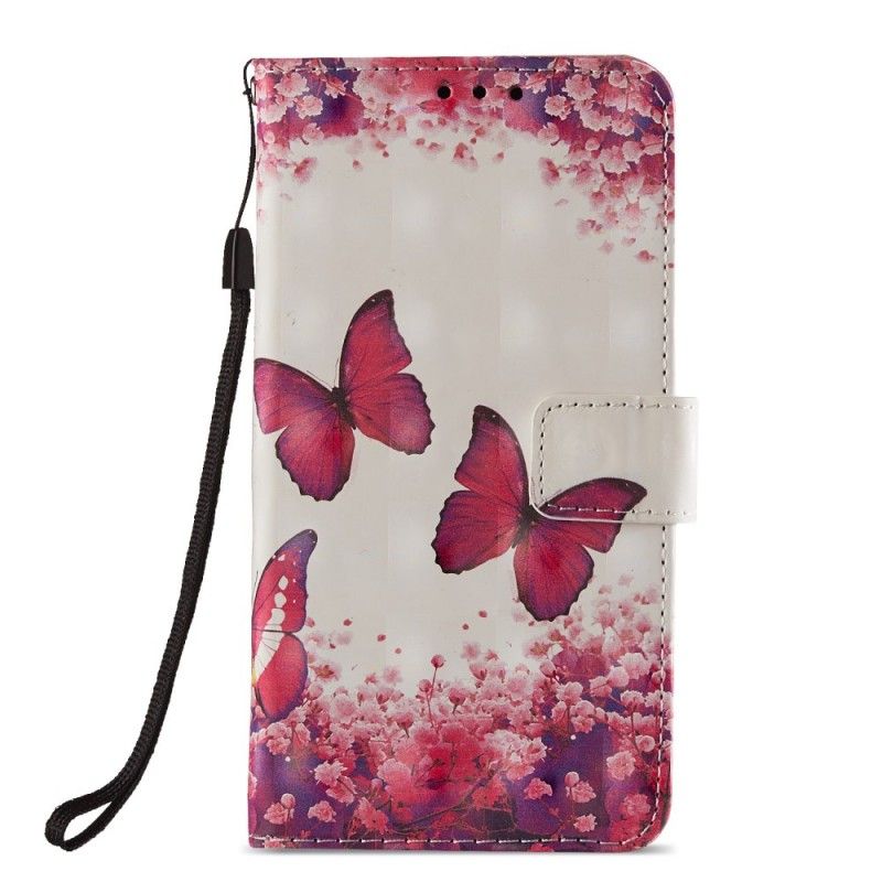 Etui Folio Huawei P20 Lite 3D Czerwone Motyle