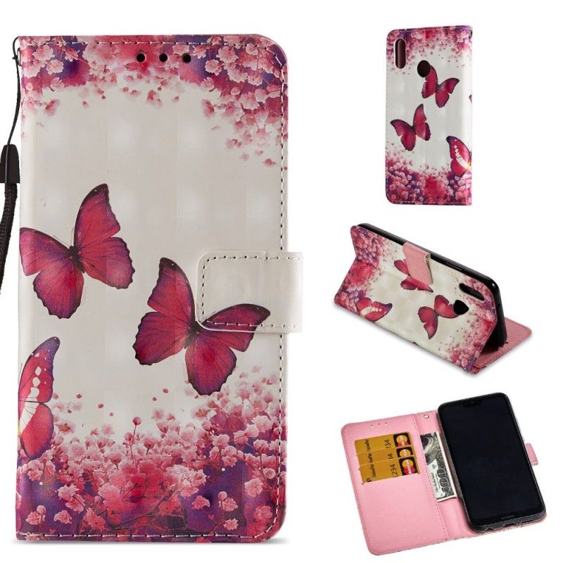 Etui Folio Huawei P20 Lite 3D Czerwone Motyle