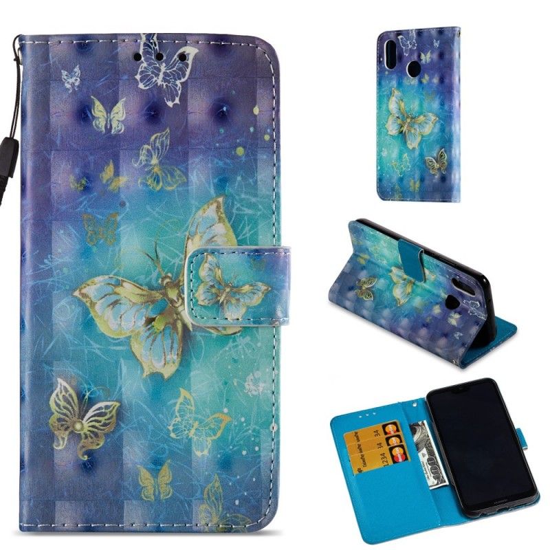 Etui Folio Huawei P20 Lite 3D Złote Motyle