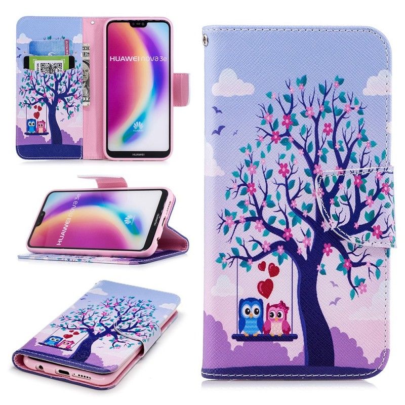 Etui Folio Huawei P20 Lite Sowy Na Huśtawce