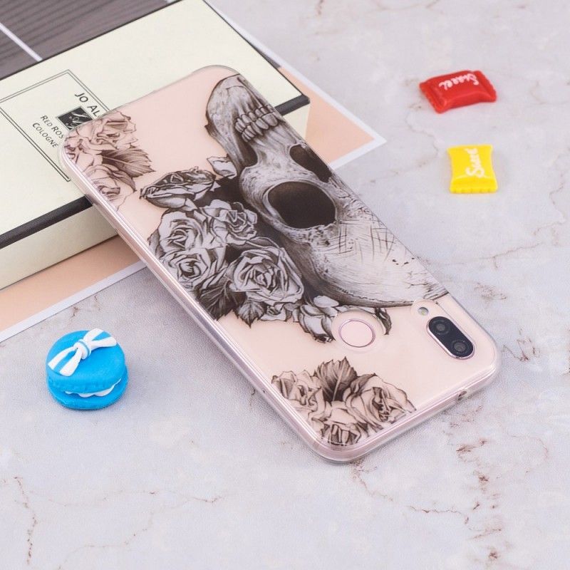 Etui Huawei P20 Lite Przezroczysta Kwiecista Czaszka Etui Ochronne