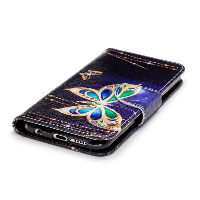 Skórzany Futerał Huawei P20 Lite Etui na Telefon Magiczny Motyl