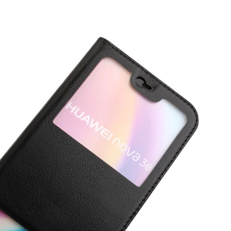 Zobacz Okładkę Huawei P20 Lite Ciemnoczerwony Czarny Efekt Podwójnej Skóry