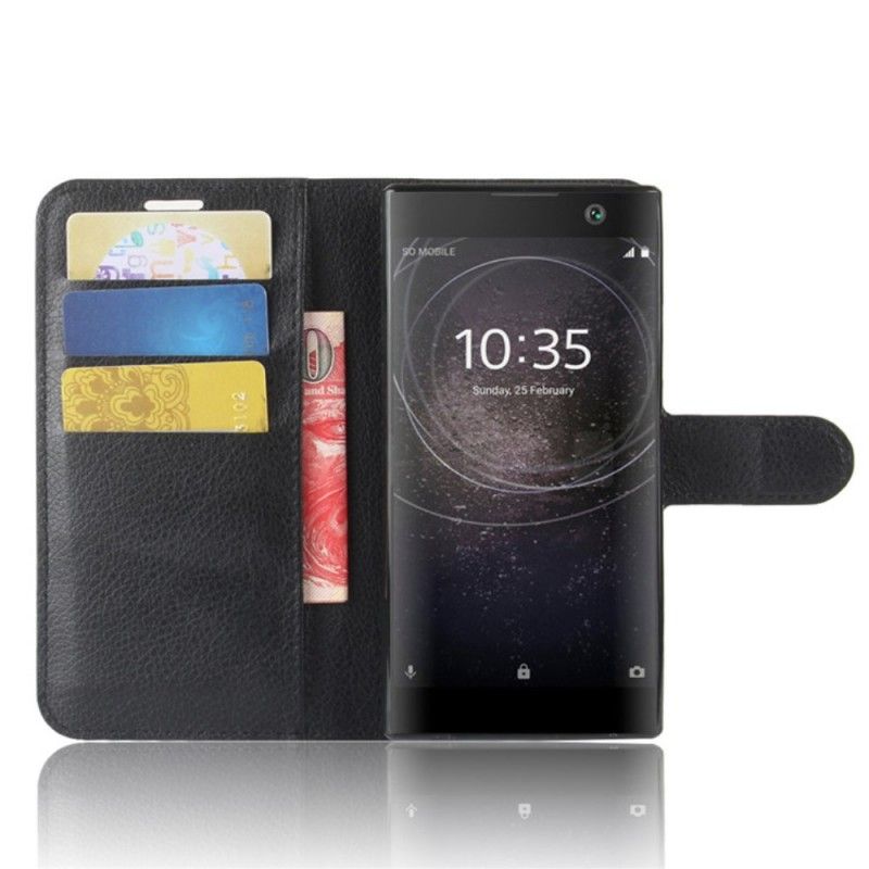 Etui Folio Sony Xperia XA2 Biały Czarny Ekoskóra W Stylu Retro