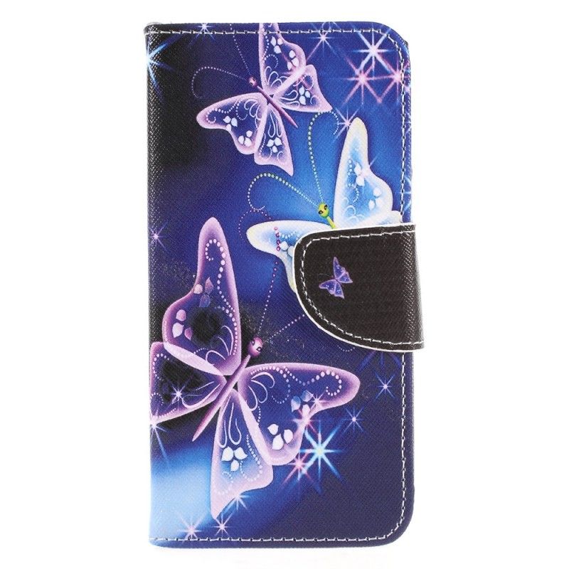 Etui Folio Sony Xperia XA2 Fioletowy Jasnoniebieski Motyle Etui Ochronne