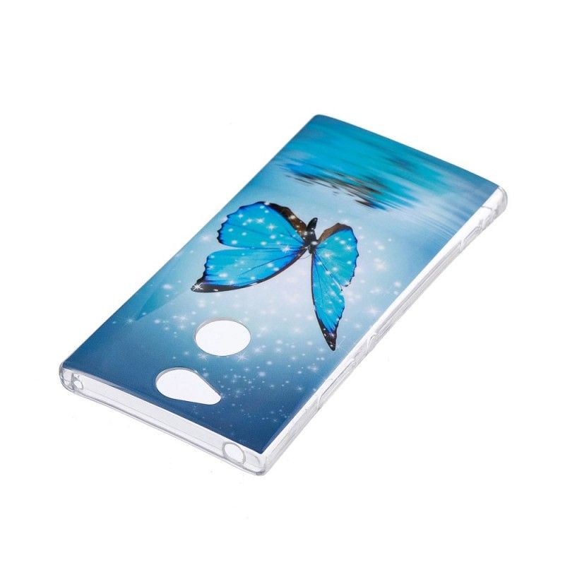 Etui Sony Xperia XA2 Fluorescencyjny Niebieski Motyl Etui Ochronne