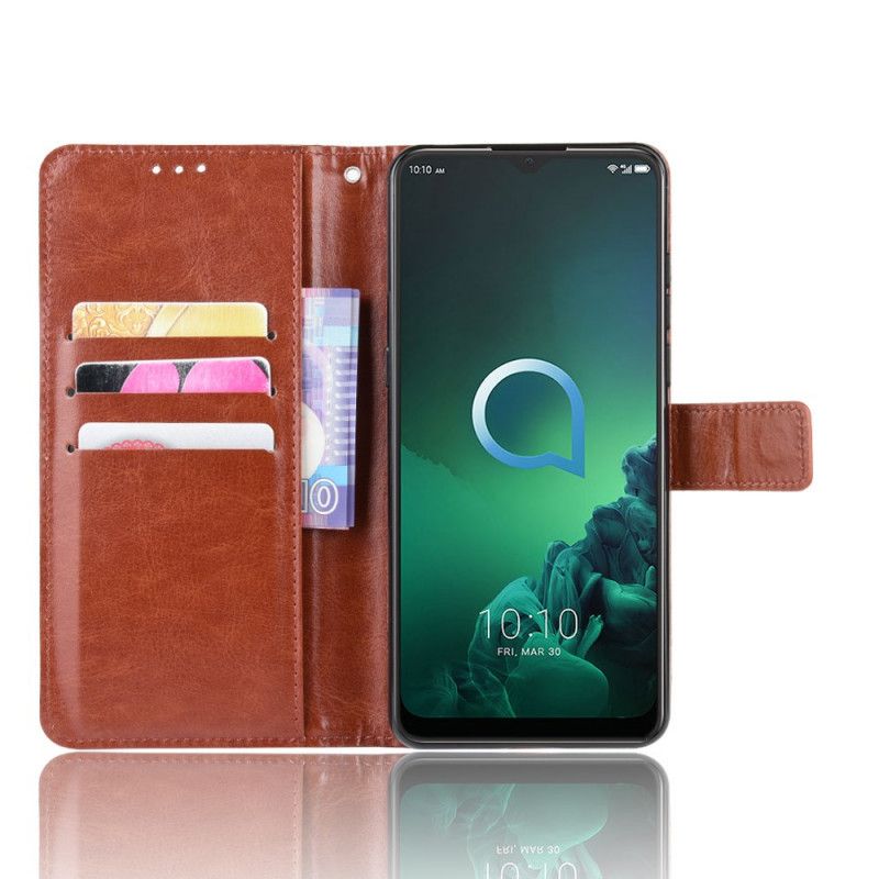 Etui Folio Alcatel 3X (2019) Czerwony Czarny Efektowna Sztuczna Skóra