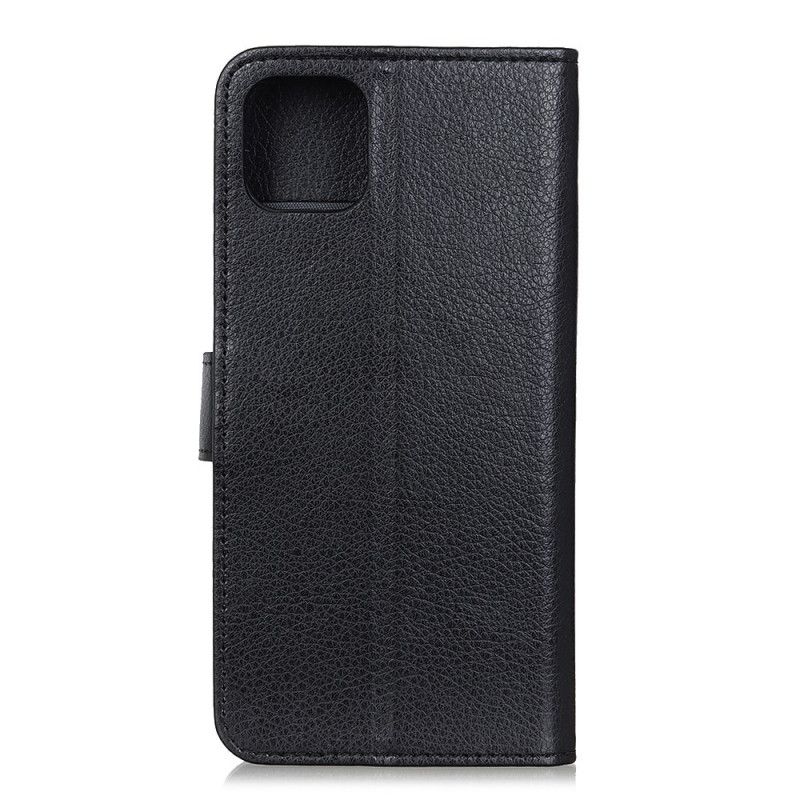 Etui Folio iPhone 12 Pro Max Biały Czarny Imitacja Skóry Liczi Etui Ochronne