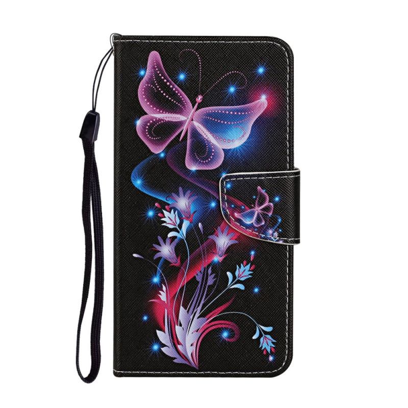 Etui Folio iPhone 12 Pro Max Biały Czarny Motyle I Stringi Etui Ochronne