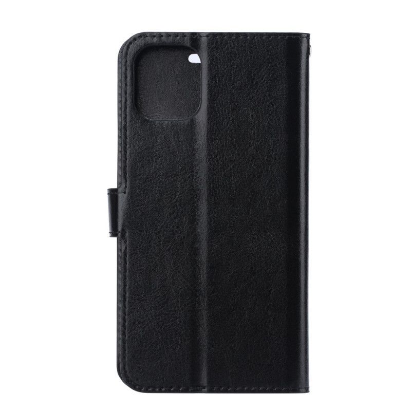 Etui Folio iPhone 12 Pro Max Biały Czarny Vintage Błyszcząca Sztuczna Skóra Etui Ochronne