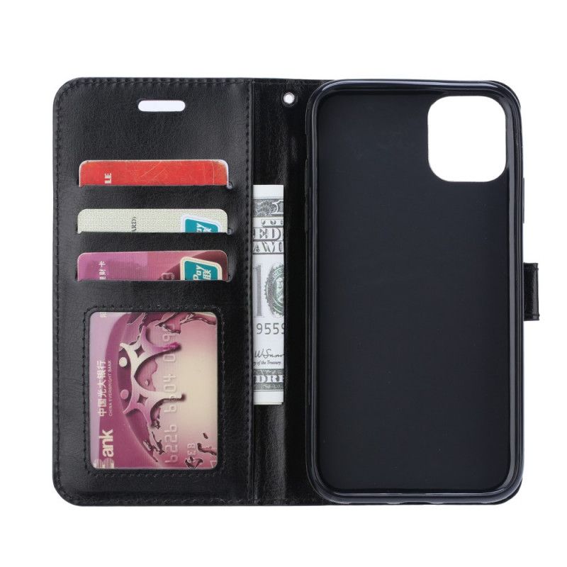 Etui Folio iPhone 12 Pro Max Biały Czarny Vintage Błyszcząca Sztuczna Skóra Etui Ochronne