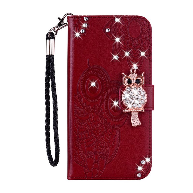 Etui Folio iPhone 12 Pro Max Brązowy Magenta Mandala I Urok Sowy Etui Ochronne