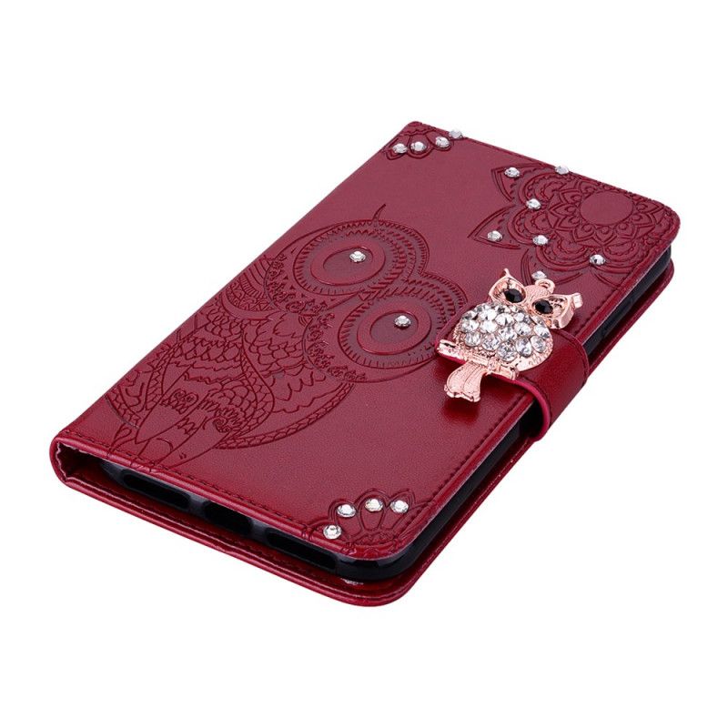 Etui Folio iPhone 12 Pro Max Brązowy Magenta Mandala I Urok Sowy Etui Ochronne