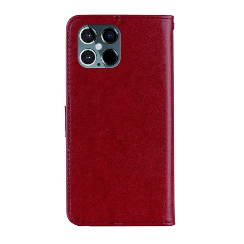 Etui Folio iPhone 12 Pro Max Brązowy Magenta Mandala I Urok Sowy Etui Ochronne