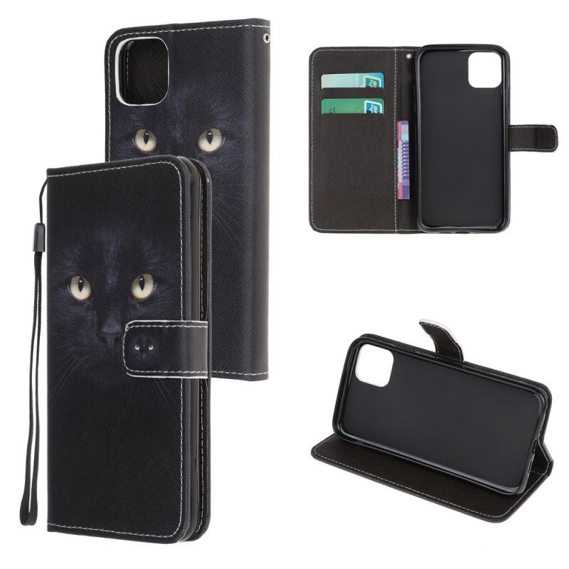 Etui Folio iPhone 12 Pro Max Czarne Oczy Kota Ze Stringami Etui Ochronne