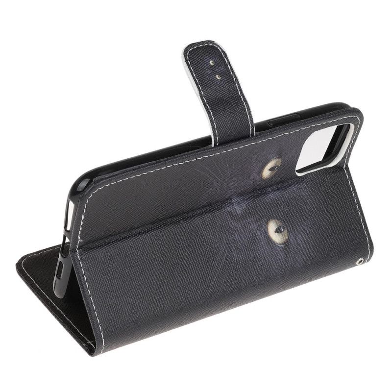 Etui Folio iPhone 12 Pro Max Czarne Oczy Kota Ze Stringami Etui Ochronne