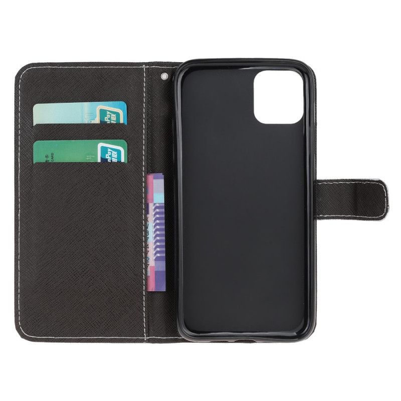 Etui Folio iPhone 12 Pro Max Czarne Oczy Kota Ze Stringami Etui Ochronne