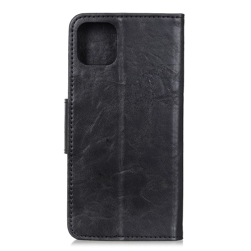 Etui Folio iPhone 12 Pro Max Czerwony Czarny Dwustronne Zapięcie Z Dwoiny Skóry