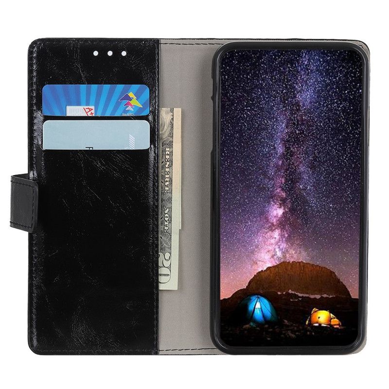 Etui Folio iPhone 12 Pro Max Czerwony Czarny Efekt Błyszczącej Skóry