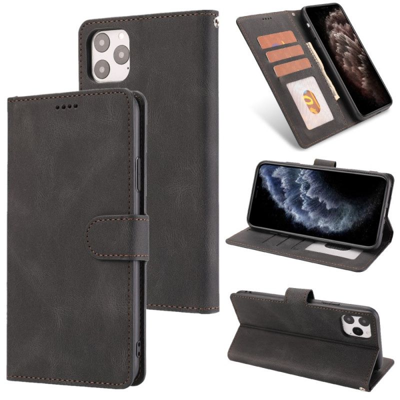 Etui Folio iPhone 12 Pro Max Czerwony Czarny Klasyczny Styl Retro Ze Skóry Etui Ochronne