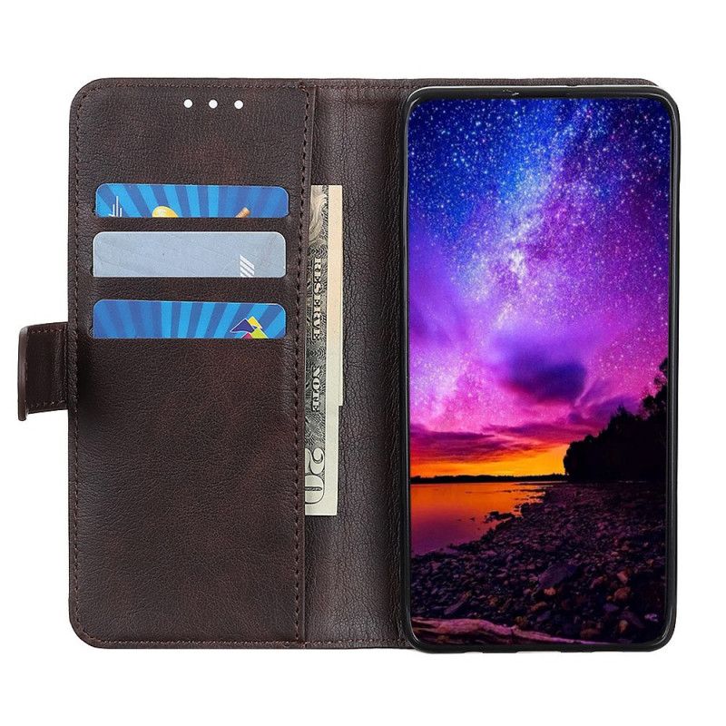 Etui Folio iPhone 12 Pro Max Czerwony Czarny Najwyższej Jakości Imitacja Skóry Liczi Etui Ochronne