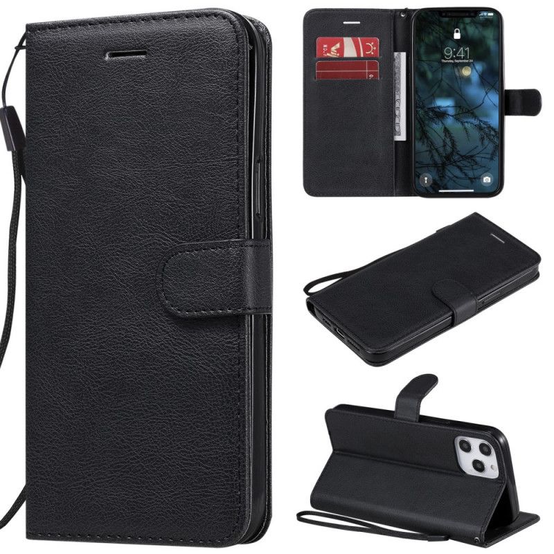 Etui Folio iPhone 12 Pro Max Czerwony Czarny Seria W Jednolitym Kolorze Z Paskiem