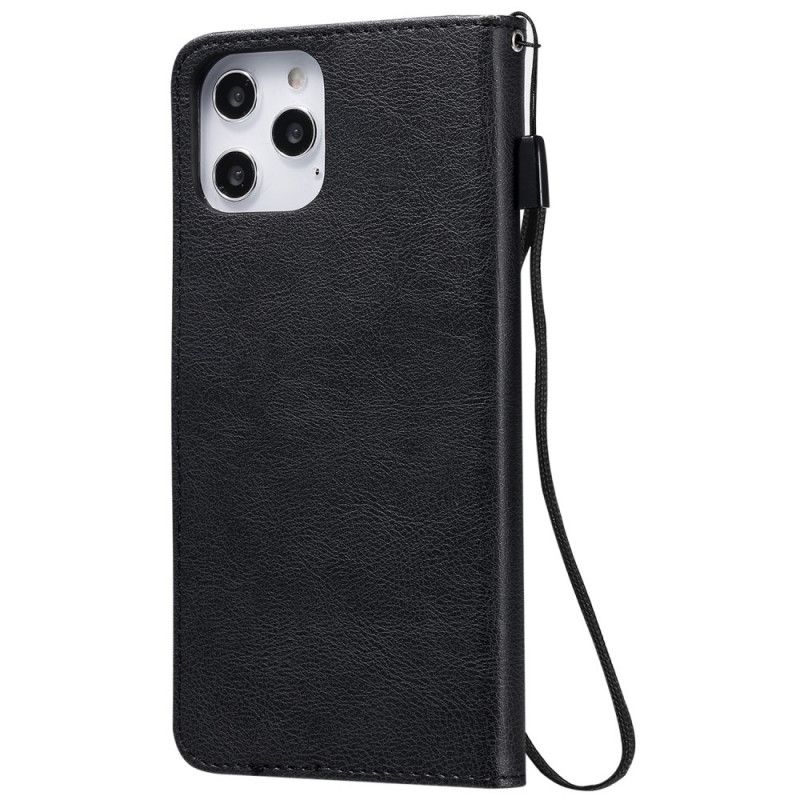 Etui Folio iPhone 12 Pro Max Czerwony Czarny Seria W Jednolitym Kolorze Z Paskiem