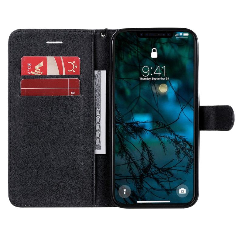 Etui Folio iPhone 12 Pro Max Czerwony Czarny Seria W Jednolitym Kolorze Z Paskiem