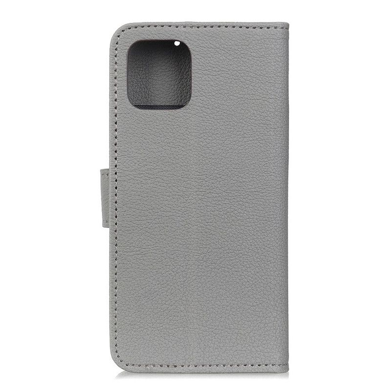 Etui Folio iPhone 12 Pro Max Czerwony Czarny Szyta Imitacja Skóry Liczi W Stylu Retro