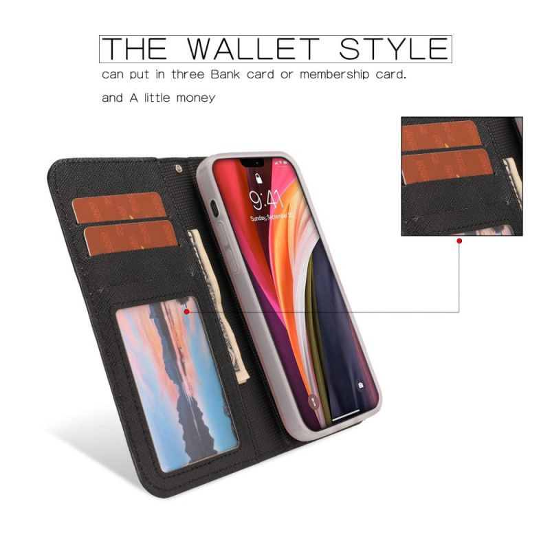 Etui Folio iPhone 12 Pro Max Czerwony Czarny Teksturowany Z Odpinaną Skorupą Etui Ochronne