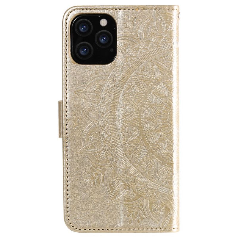 Etui Folio iPhone 12 Pro Max Czerwony Szary Mandala Słońca Etui Ochronne