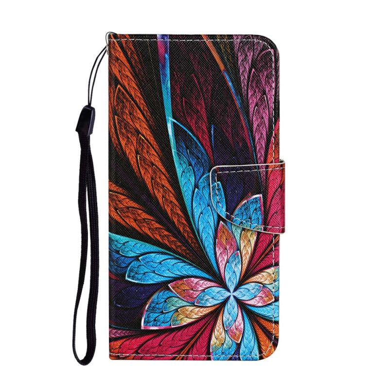 Etui Folio iPhone 12 Pro Max Kolorowe Liście Z Paskiem Etui Ochronne