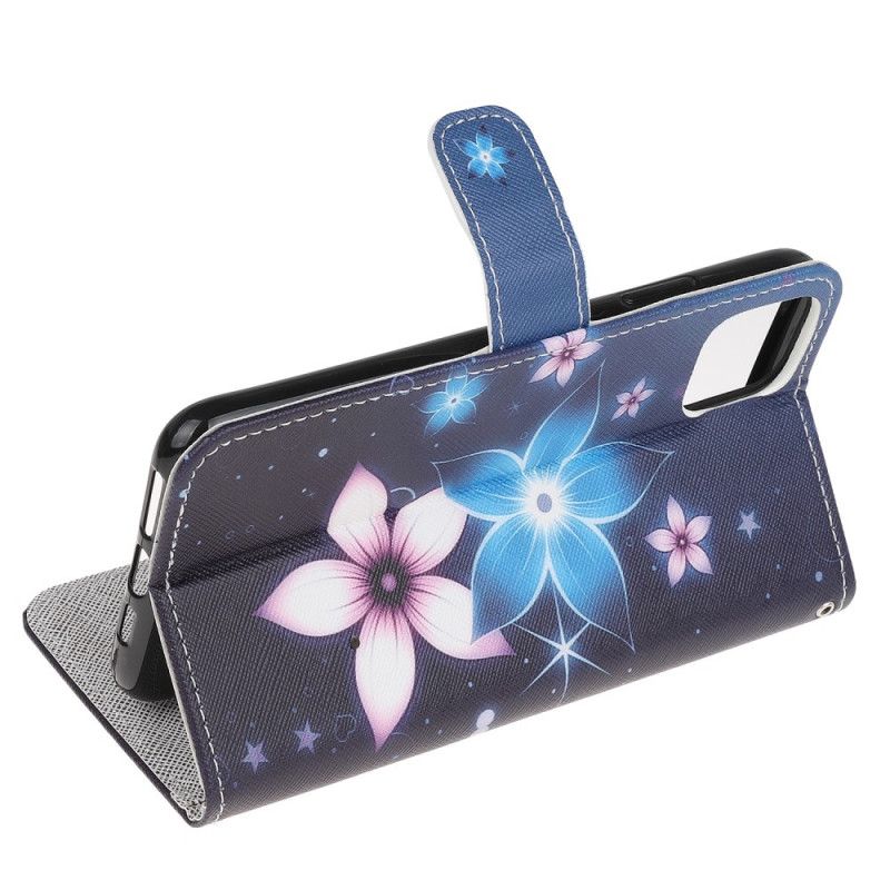 Etui Folio iPhone 12 Pro Max Księżycowe Kwiaty Ze Stringami