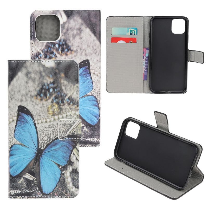 Etui Folio iPhone 12 Pro Max Niebieski Motyl Etui Ochronne