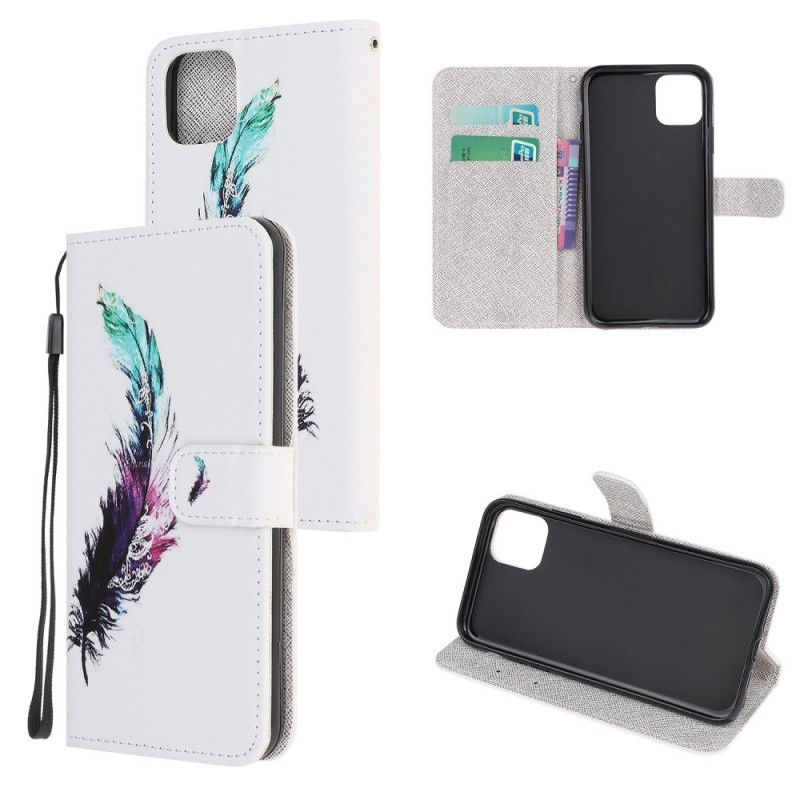 Etui Folio iPhone 12 Pro Max Piórko Ze Stringami Etui Ochronne