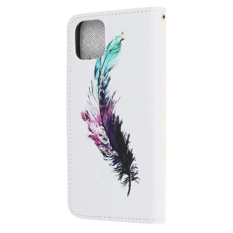 Etui Folio iPhone 12 Pro Max Piórko Ze Stringami Etui Ochronne