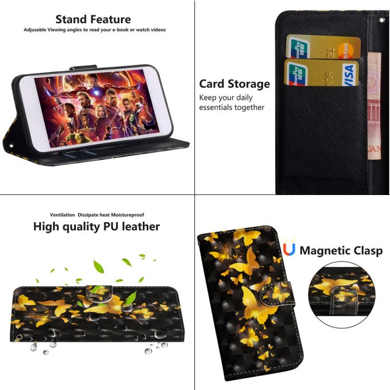 Etui Folio iPhone 12 Pro Max Żółte Motyle Etui Ochronne