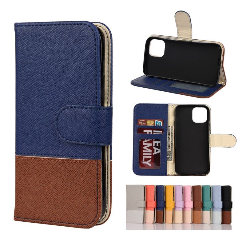 Etui Folio iPhone 12 Pro Max Szary Czarny Dwukolorowa Imitacja Skóry Etui Ochronne