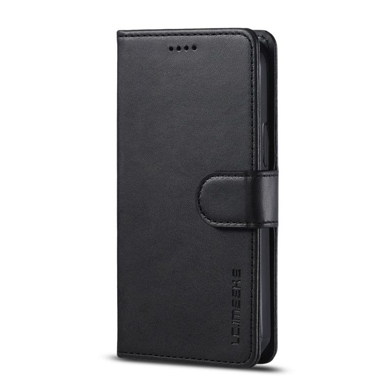 Etui Folio iPhone 12 Pro Max Szary Czarny Efekt Skóry Lcimeeke