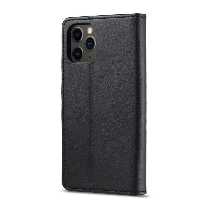 Etui Folio iPhone 12 Pro Max Szary Czarny Efekt Skóry Lcimeeke