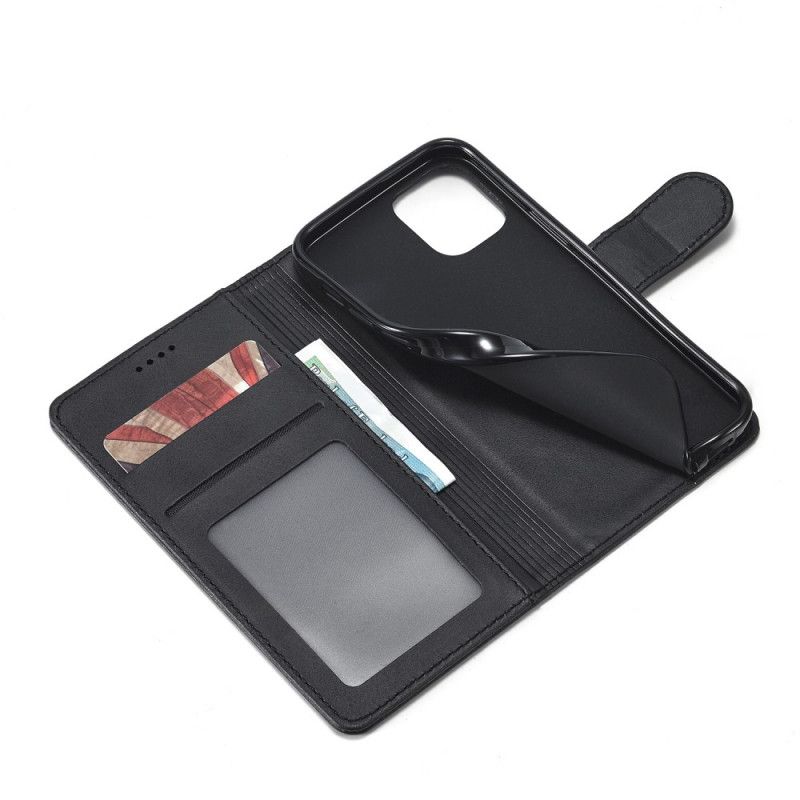 Etui Folio iPhone 12 Pro Max Szary Czarny Efekt Skóry Lcimeeke