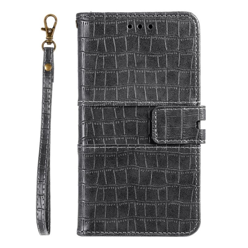 Etui Folio iPhone 12 Pro Max Szary Czarny Kocham Krokodyla